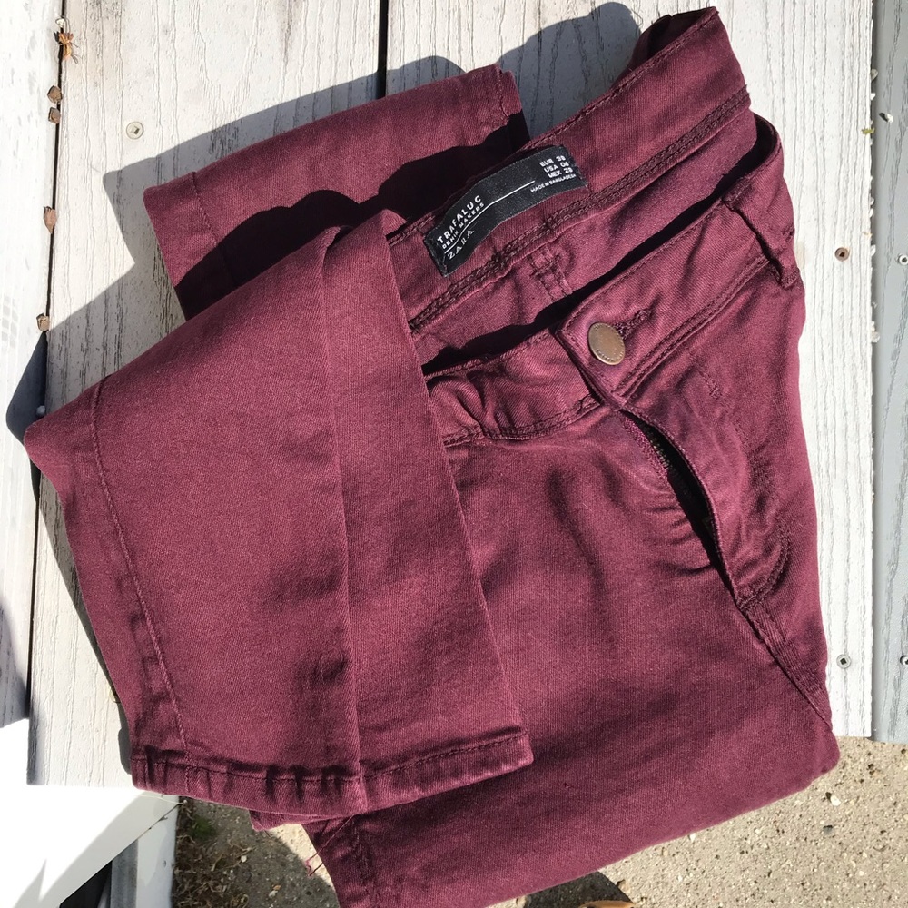 Zara Trafaluc maroon skinny pants